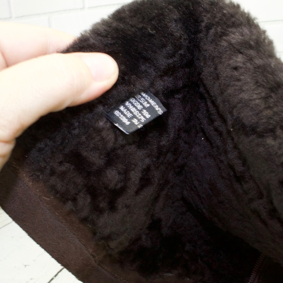 LL Bean Brown Suede Leather Shearling Lined Side Zip Tall Winter Boots 8.5 M - Picture 6 of 8